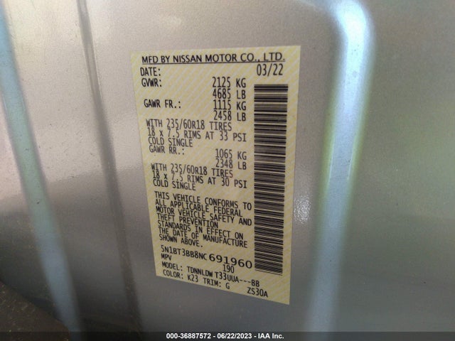 Nissan ROGUE SV 2022 5N1BT3BB8NC691960 Image 15