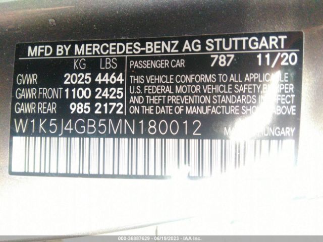 W1K5J4GB5MN180012 Mercedes-Benz Cla Cla 250
