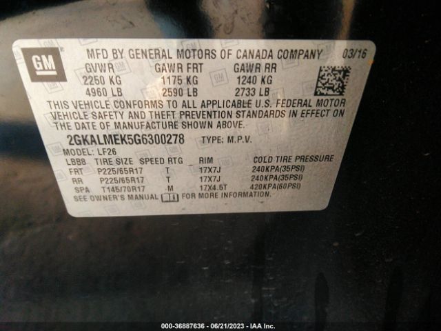 2GKALMEK5G6300278 GMC Terrain Sle