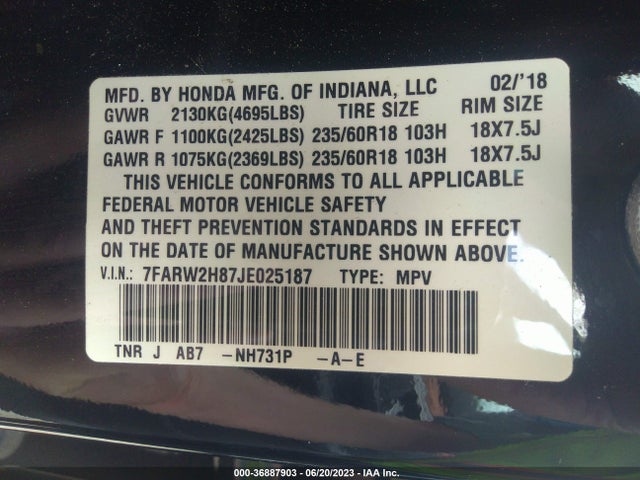 Honda Cr-v Ex-l 2018 7FARW2H87JE025187 Image 15