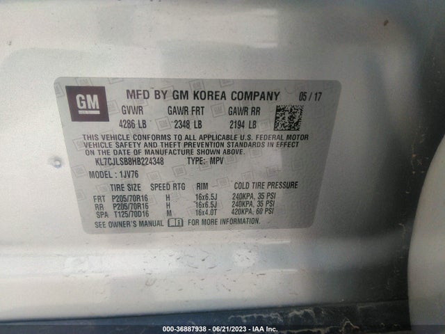 Chevrolet Trax Lt 2017 KL7CJLSB8HB224348 Image 15