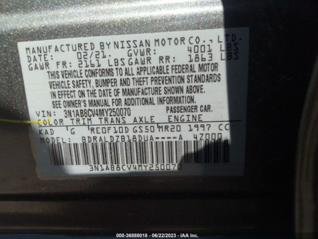 3N1AB8CV4MY250070 Nissan SENTRA SV