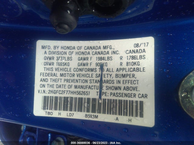 Honda Civic Sedan Ex 2017 2HGFC2F77HH562651 Image 9