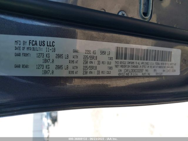 1C4PJLDB3KD332597 Jeep Cherokee Limited