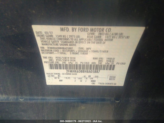 2017 Ford Flex, VIN: 2FMHK6D88HBA05887