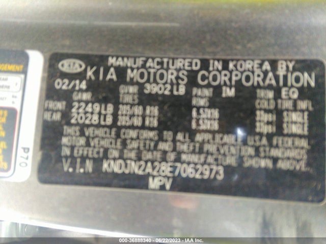 2014 KIA SOUL BASE VIN: KNDJN2A28E7062973