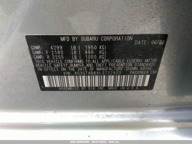 Subaru Impreza 2020 4S3GTAB6XL3722933 Image 9