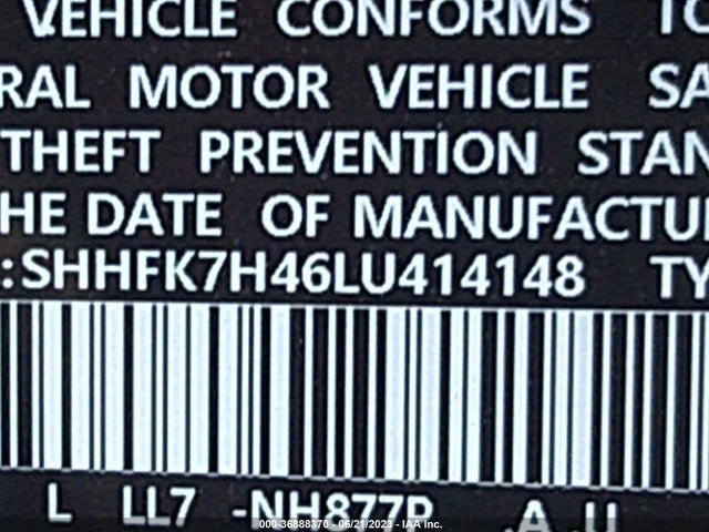 Продаж на аукціоні авто 2020 Honda Civic Hatchback Sport, vin: SHHFK7H46LU414148, номер лоту: 36888370