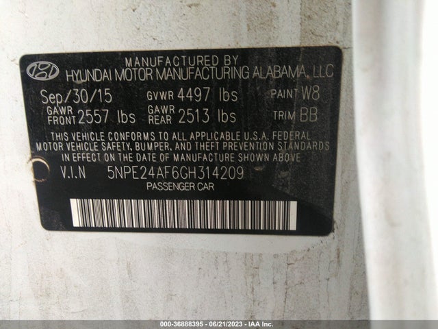 2016 HYUNDAI SONATA 5NPE24AF6GH314209 Photo 8
