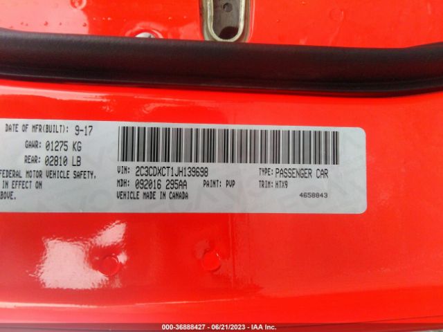 2C3CDXCT1JH139698 Dodge CHARGER R/T