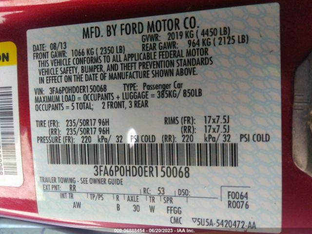 3FA6P0HD0ER150068 Ford FUSION SE