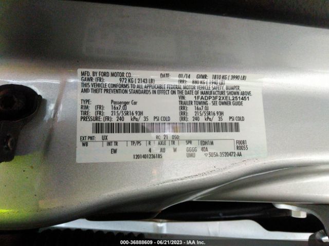1FADP3F2XEL251451 Ford FOCUS SE