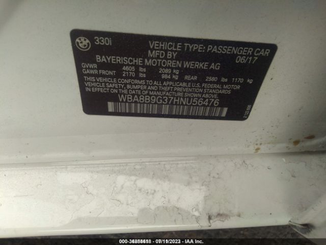 WBA8B9G37HNU56476 BMW 3 Series 330i