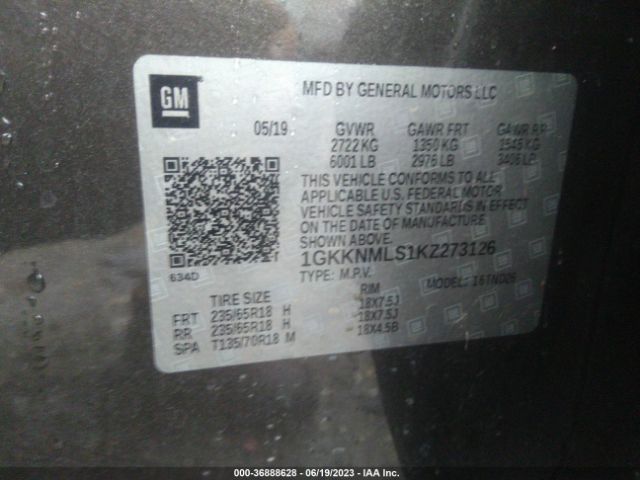 1GKKNMLS1KZ273126 GMC ACADIA SLT