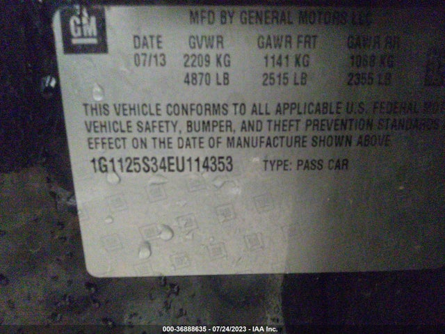 Chevrolet IMPALA LT 2014 1G1125S34EU114353 Image 9