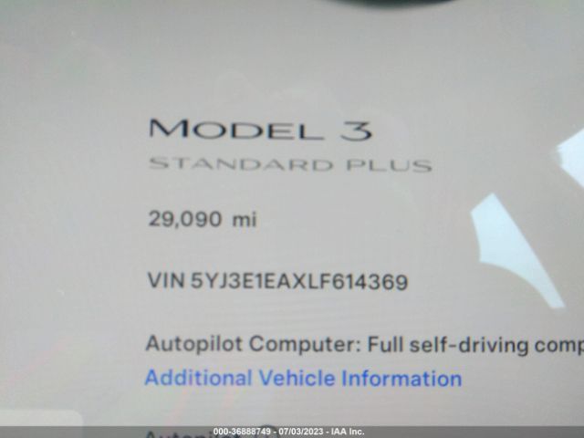 5YJ3E1EAXLF614369 Tesla Model 3 Standard Range