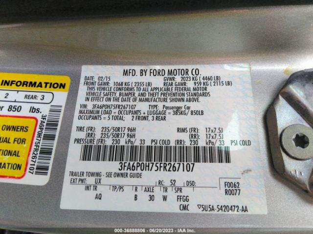 3FA6P0H75FR267107 Ford FUSION SE