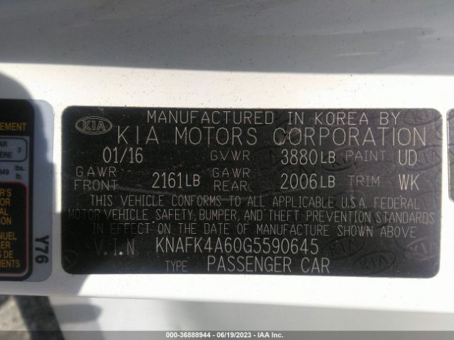 KNAFK4A60G5590645 KIA FORTE LX
