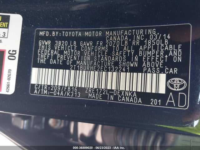 Toyota Corolla L/le/s/s Plus/le Plus 2014 2T1BURHE2EC132241 Image 9