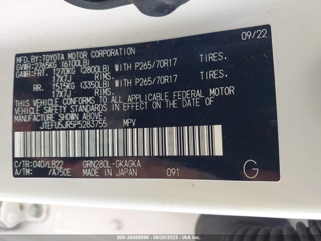 Toyota 4runner Sr5 Premium 2023 JTEFU5JR5P5283755 Image 16