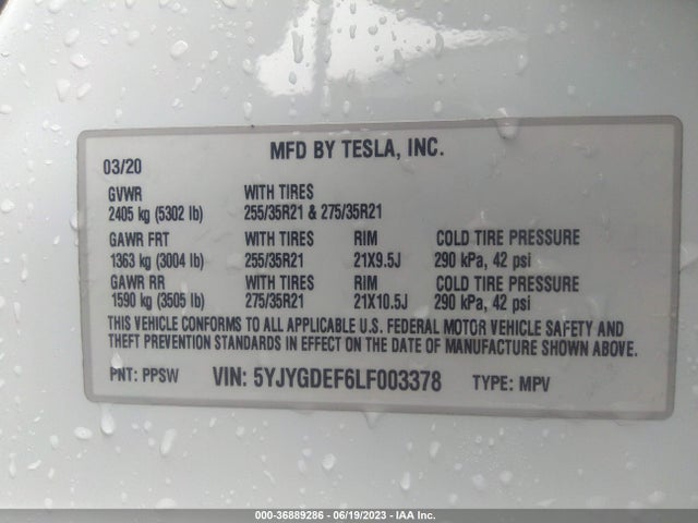 5YJYGDEF6LF003378 Tesla Model Y Long Range/performance