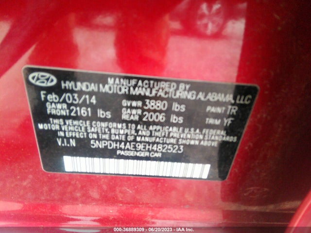 Hyundai ELANTRA SE 2014 5NPDH4AE9EH482523 Image 9
