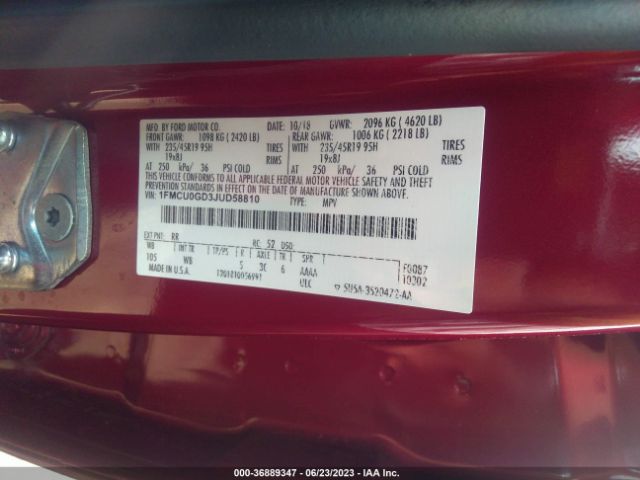 1FMCU0GD3JUD58810 Ford ESCAPE SE