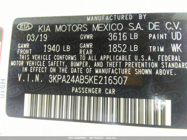 3KPA24AB5KE216507 KIA RIO S
