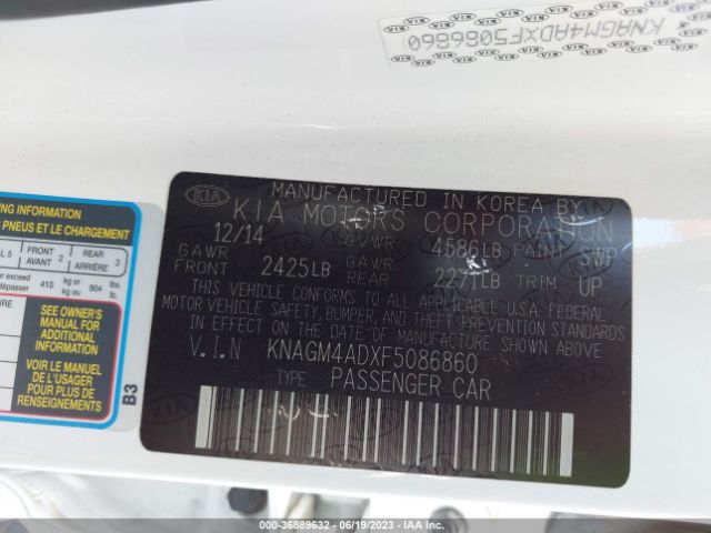 KNAGM4ADXF5086860 KIA OPTIMA HYBRID