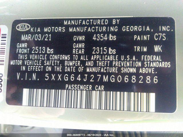 5XXG64J27MG068286 KIA K5 Gt-line