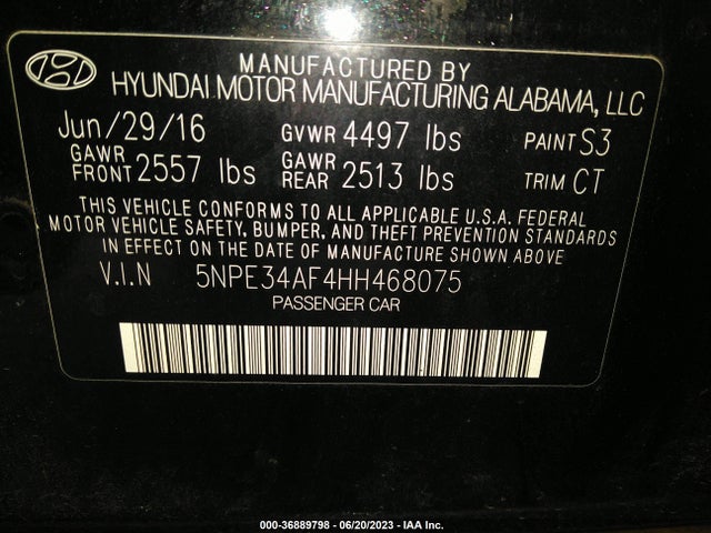 Hyundai Sonata Sport 2017 5NPE34AF4HH468075 Image 9