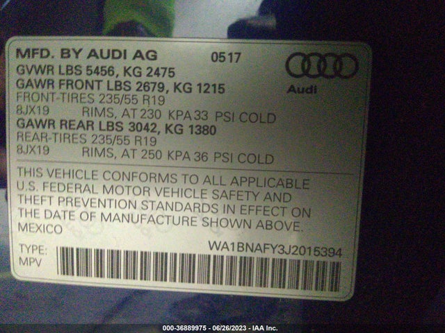 WA1BNAFY3J2015394 Audi Q5 Premium Plus