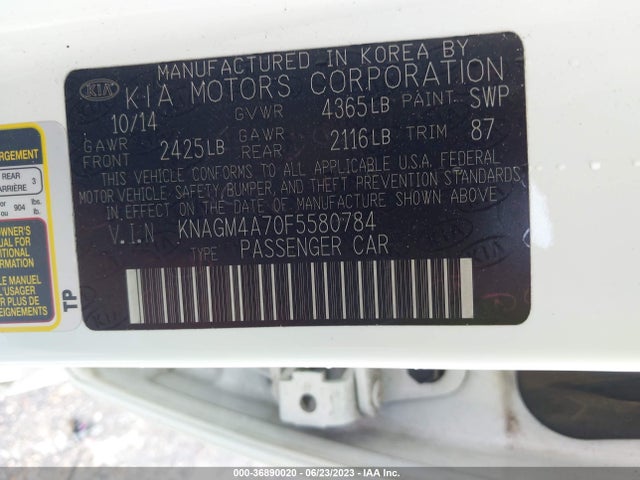 KIA Optima Lx 2015 KNAGM4A70F5580784 Image 16