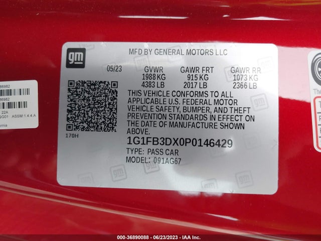 Chevrolet Camaro 1lt 2023 1G1FB3DX0P0146429 Image 9