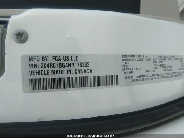 2C4RC1BG4NR178263 Chrysler Pacifica Touring L