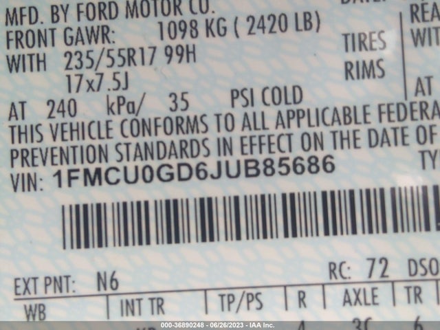 Ford ESCAPE SE 2018 1FMCU0GD6JUB85686 Image 9