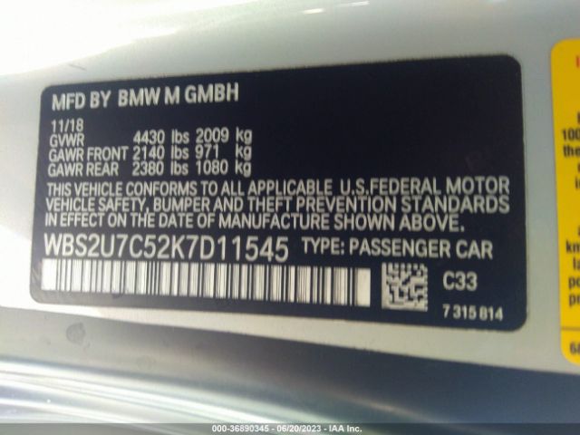 WBS2U7C52K7D11545 BMW M2 Competition
