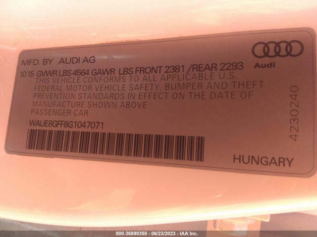 WAUE8GFF8G1047071 Audi A3 2.0t Premium Plus