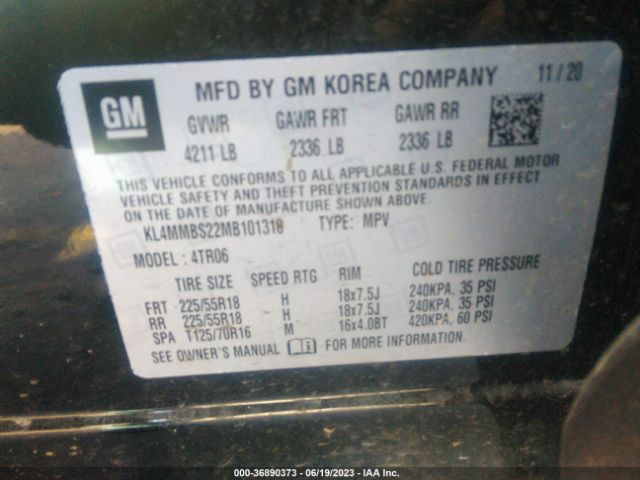 KL4MMBS22MB101318 Buick Encore Gx Preferred