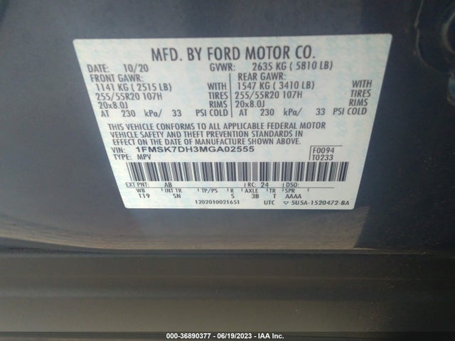 Ford EXPLORER XLT 2021 1FMSK7DH3MGA02555 Image 14