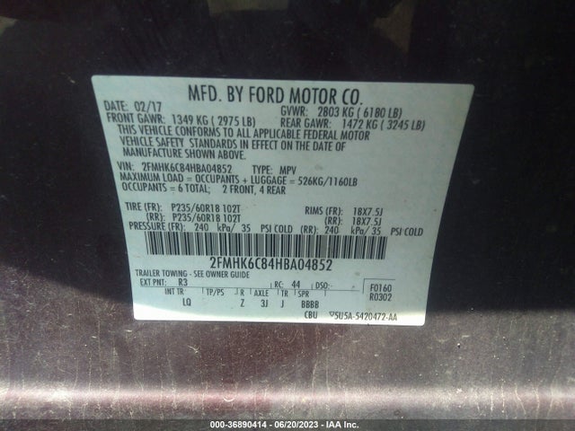 2017 Ford Flex, VIN: 2FMHK6C84HBA04852