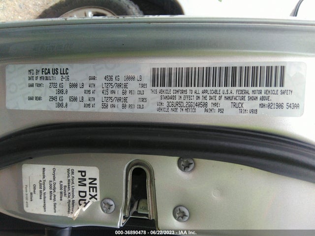 3C6UR5DL2GG140508 RAM 2500 Slt