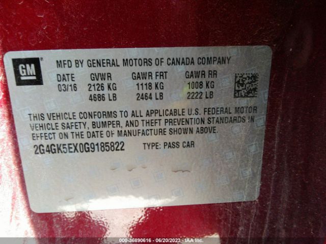 2G4GK5EX0G9185822 Buick Regal