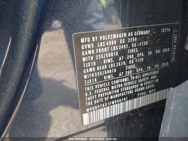 WVGBV7AX1FW568161 Volkswagen TIGUAN SE