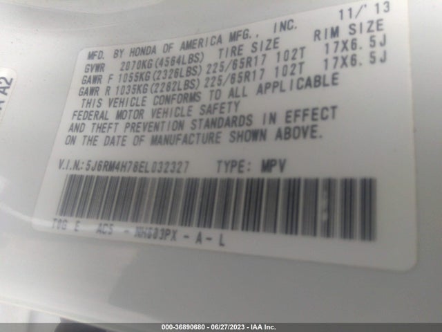 Honda Cr-v Ex-l 2014 5J6RM4H78EL032327 Image 15