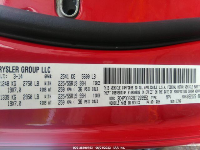 3C4PDDBG9ET228951 Dodge Journey Sxt