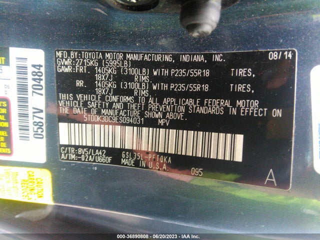 Toyota Sienna Ltd/xle 2014 5TDDK3DC9ES094031 Image 15