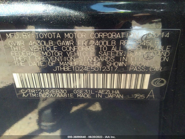 Lexus IS 350 2014 JTHBE1D24E5012317 Image 9