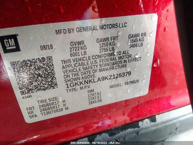 GMC Acadia Sle-1 2019 1GKKNKLA9KZ125379 Image 9