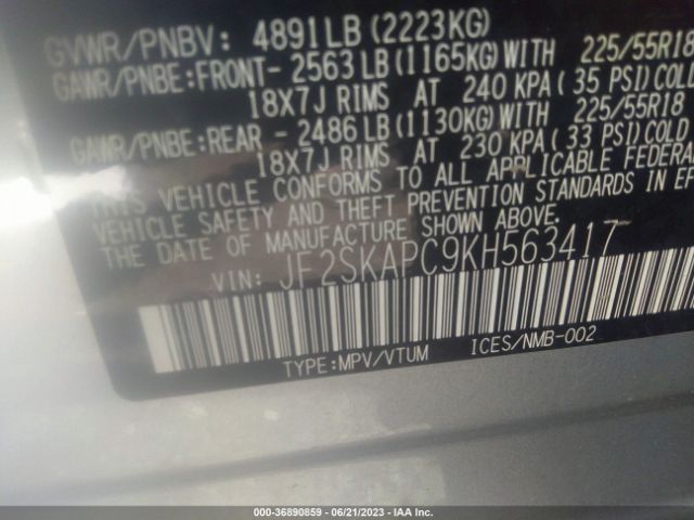 JF2SKAPC9KH563417 Subaru Forester Sport
